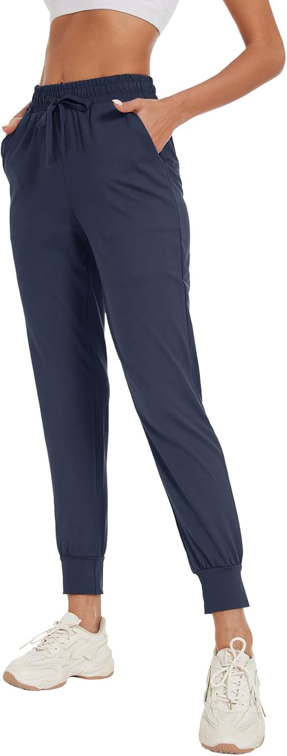 BATHRINS Women Tapered Joggers with Pockets – Casual Yoga High Waist Sweatpants