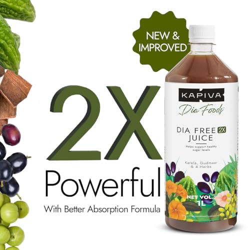 Image of Kapiva Dia Free 2X Juice-1L | New and Improved | Helps Manage Sugar Levels With 6 Powerful Herbs | 100% Ayurvedic Juice with Karela, Jamun & Gudmar | 1 Month Pack