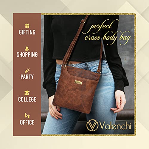 Genuine Leather Crossbody Handbag For Women - Shoulder Bag For Womens Handmade By Levogue (Brown Oily Hunter), Cognac Vintage, Medium #TOP4