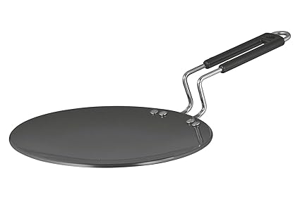 Hindflame Concave Tawa 25 cm Diameter (Aluminium, Non-Stick) 1 Year Warranty (ISI Certified & BIS Approved) with 1 Scrubber and 1 Spatula