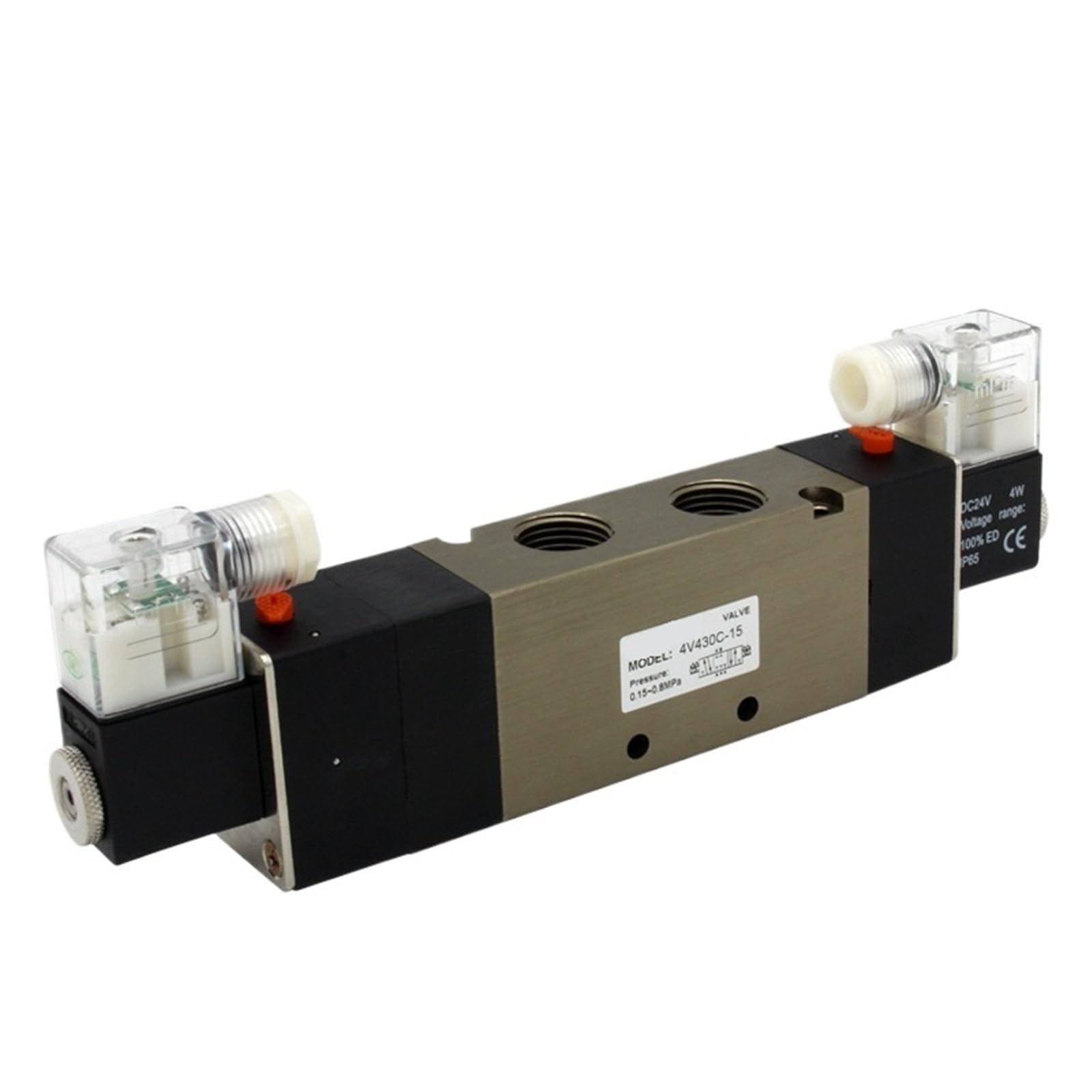 4V430C-15 4V430E-15 4V430P-15 5-portowy podwójny elektromagnetyczny zawór pneumatyczny 1/2" BSPT, 12 V DC, 24 V AC, 220 V AC, z akcesoriami (4V430C-15 DC24V)
