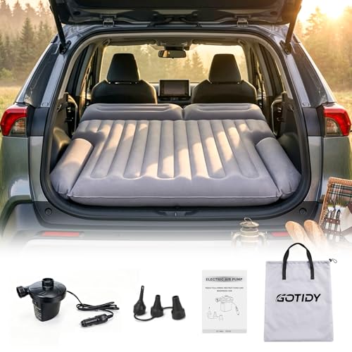 GOTIDY SUV Air Mattress Comfortable Fabric Texture Car Air Mattress No Leak & Durable Customized for Outback RAV4 4Runner Model Y Fit for Compact to Mid-Size SUV for Car Camping & Road Trips.