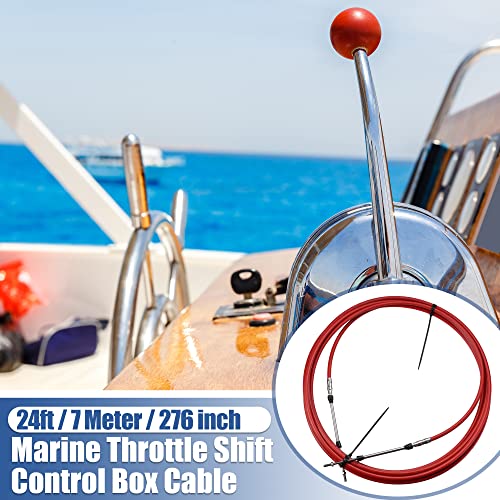 Motoforti 2pcs 24ft 7 Meter 276 Inch Marine Type 3300 / 33C Throttle Shift Remote Control Box Cable for Yamaha Outboard Engine Boat Motor Steering System Red by Motoforti - Used condition - Image 2