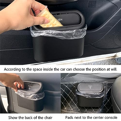 Image of Car Bin with Lid and Trash Bags, Leakproof Mini Car Accessories Trash for Home(Black)