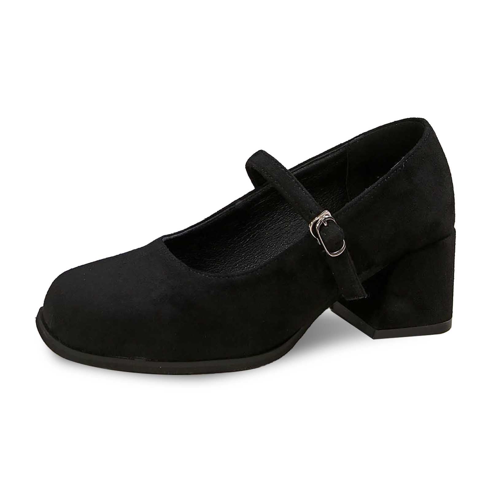 Scarpe da donna nere con punta chiusa, punta e tacco basso a blocco, alla caviglia, scarpe da sposa, eleganti Dirndl