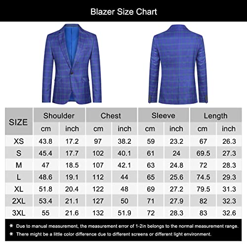 Men's Casual Suit Blazer Jackets Lightweight One Button Sport Coats Plaid Blazer Blue #TOP6