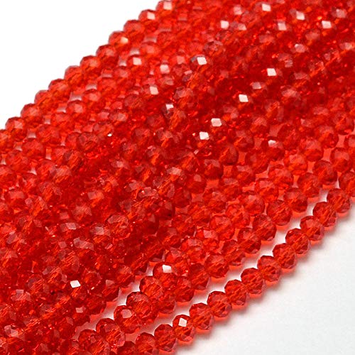 Perlin Pack of 120 Czech Bohemian Crystal Beads, 4 mm, Faceted Rondelle, Red, Klein