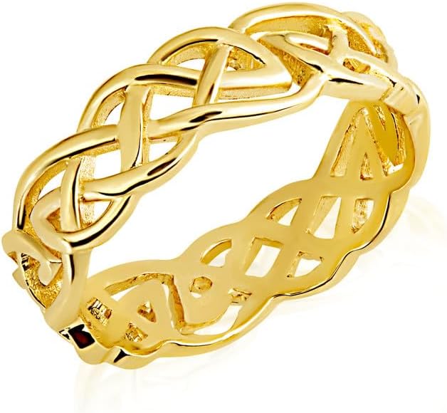 14K Yellow, White, and Rose Gold 6mm Wide Unisex Irish Celtic Wedding Band Trinity Knot Eternity Ring, Available in Sizes 5-16