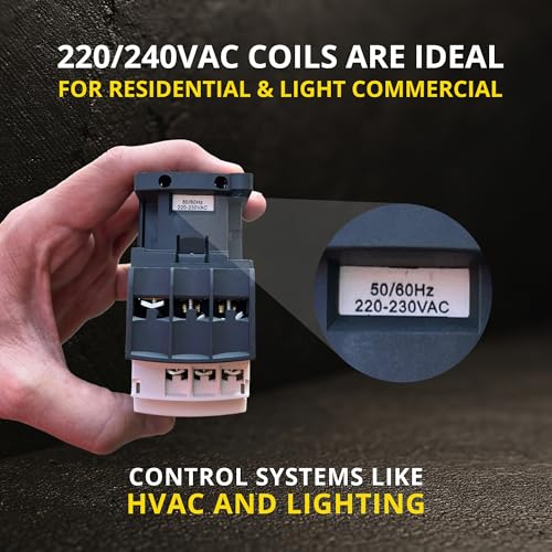 Shopcorp 3 pole Contactor 30 Amp Normally Open IEC 660V Switch, Auxiliary 1NO/1NC - 220 / 240VAC Coil Inductive 32A and Resistive 50A, AC Contactor - with Mounting Base for DIN Rail by SHOPCORP - Image 6