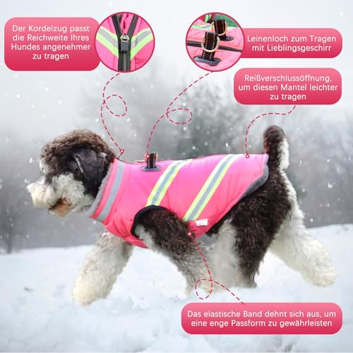 Lairle Hundemantel wasserdichte Hundemäntel Winter Hundejacke Weste Kleidung Reflektierende verstellbare Hundemantel mit eingebautem Geschirr für kleine mittlere große Hunde