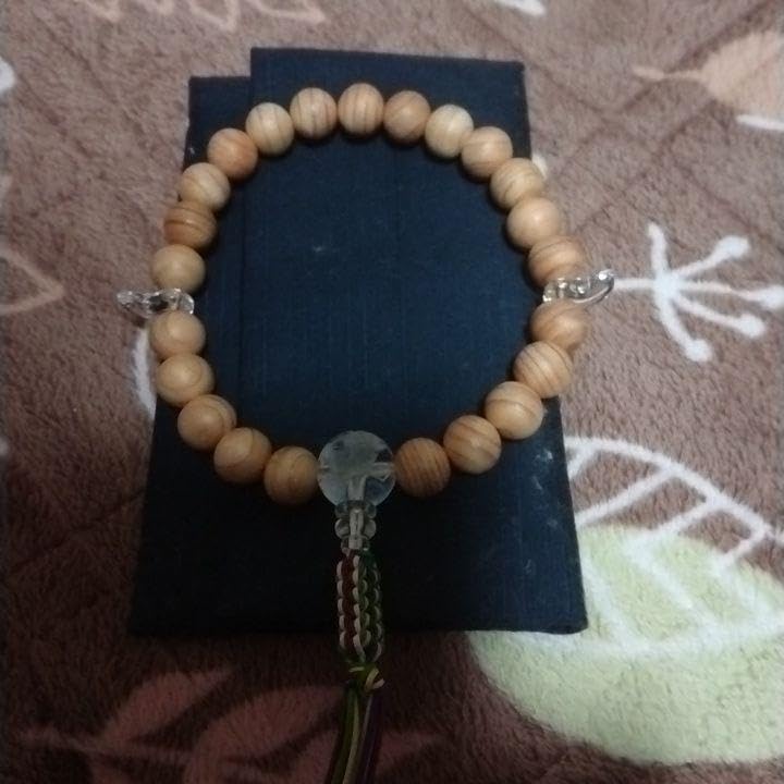 神道用木製数珠 水晶勾玉付き