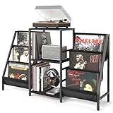 Record Player Stand with Vinyl Storage, Record Player Table with Vinyl Record Storage Up to 280 Albums, Turnta ble Stand with Record Holder Display Shelf, Record Cabinet for Media Stereo Audio