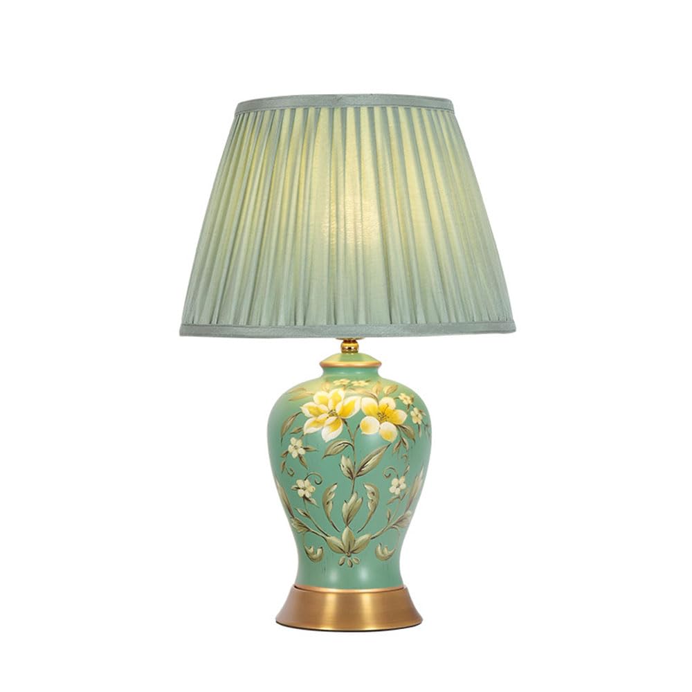 asdchZen 20.4" Chinoiserie Ceramic Table Lamps For Living Room, 3-Way Dimmable Touch Control, With Fabric Lampshade, Bedsides Lamps For Bedroom Living Room Office College Bookcase