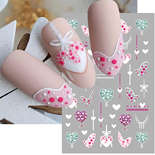 Tailaimei Valentine's Day Nail Stickers, Self-Adhesive 5D Nail Art Decals For Diy Nail Decorations, Large Pattern Design For Heart Love (6 Sheets) #TOP5
