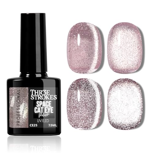 Image of THR3E STROKES 9D Glitter Cat Eye Gel Magnetic Nail Polish Art Manicure DIY at Home Soak Off UV Gel 7.5ML (CE25, 7.5ML)