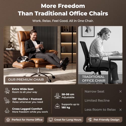 Image of Big and Tall Office Chair, Flip Armrests for Pets & Cross Legged Sitting