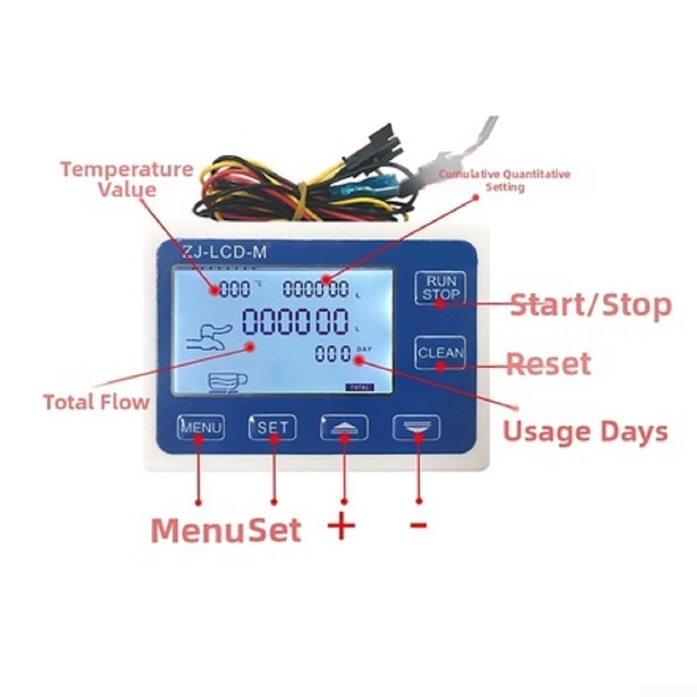 Sensor digital de flujo de agua con pantalla LCD transparente Pantalla de tasa en tiempo real Controlador de dosificación cuantitativa Dc24v Operación Salida de señal de pulso para integración de