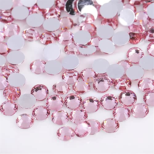 3000 Pieces SS6 2mm Flatback Rhinestones Clear Glasses Round Gems Glitter Stones Crystals for Nail Art DIY Crafts Clothes （Light Pink）