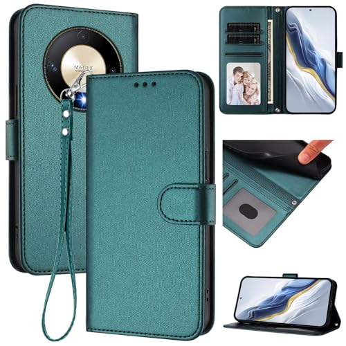 Pzwoxukhov Compatible with Honor X9b / Magic 6 Lite Case Cover,Compatible with Honor X50 / X50 GT Phone Case,Solid Color flip Shockproof Case Cover Green