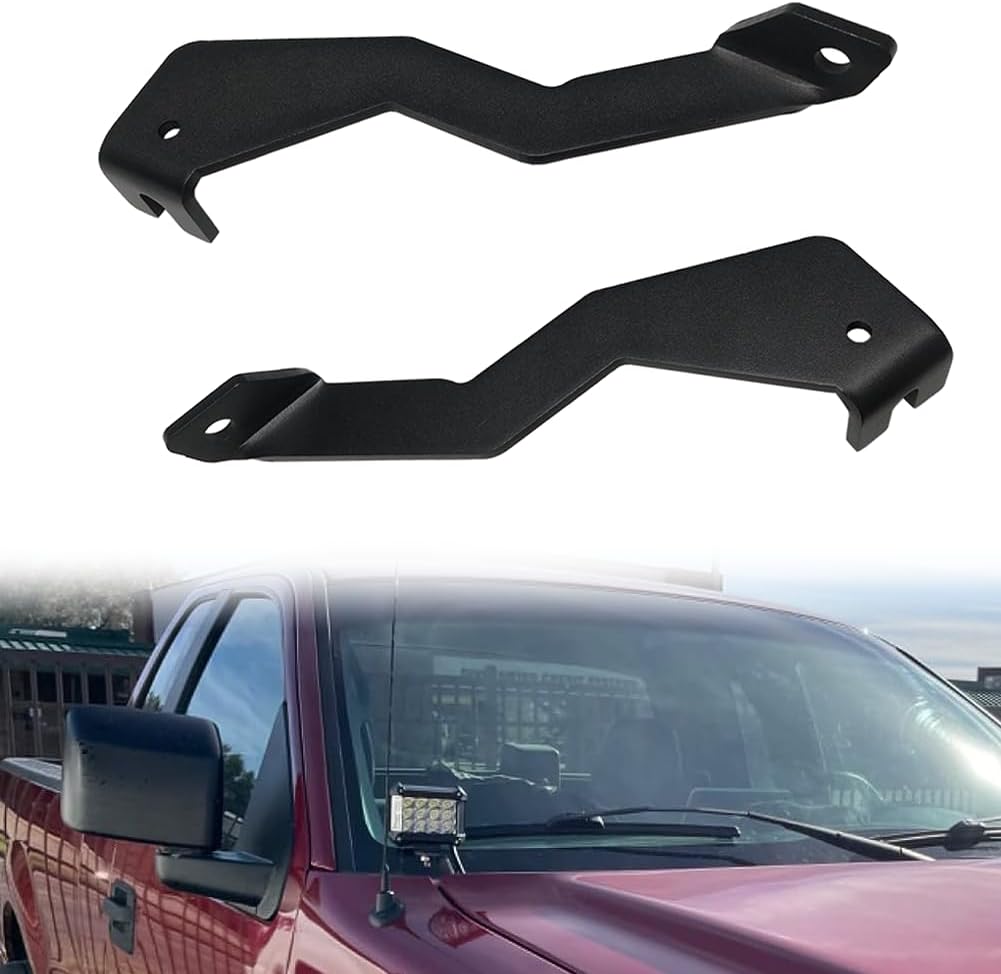 F150 Front A-Pillar Hood Hinges LED Work/Cube Light Mount Brackets Raptor Engine Hood Ditch Light Pods Mount Compatible with Ford F150 2004-2014 & 1st Gen SVT Raptor