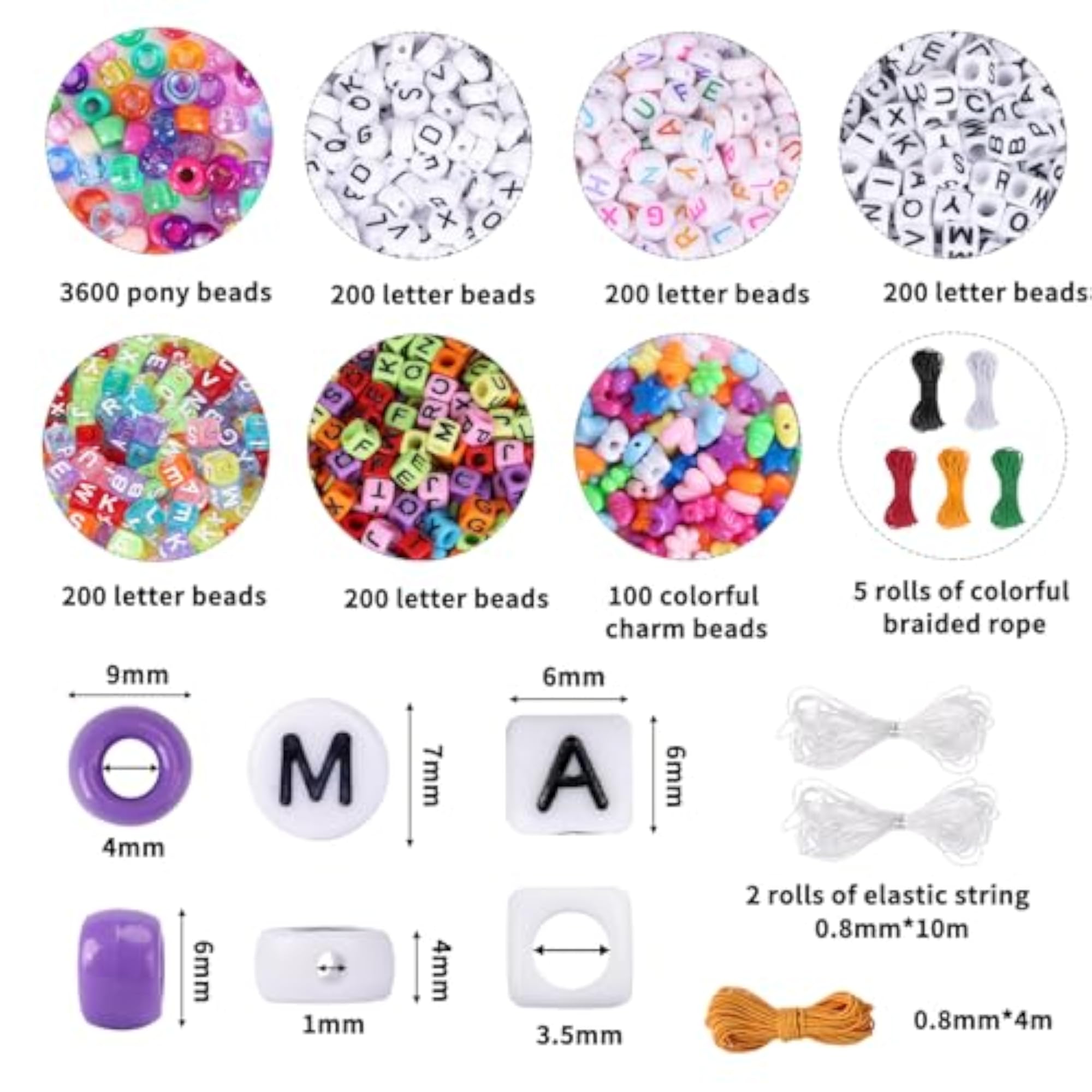 72 Colors 4700pcs 9mm Pony Beads Bracelet Kit