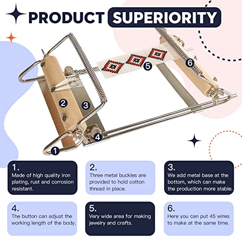 Indivshow B002 Adjustable Bead Loom,Seed Bead Loom Kit Includes Thread,Beading Needles thumb #2