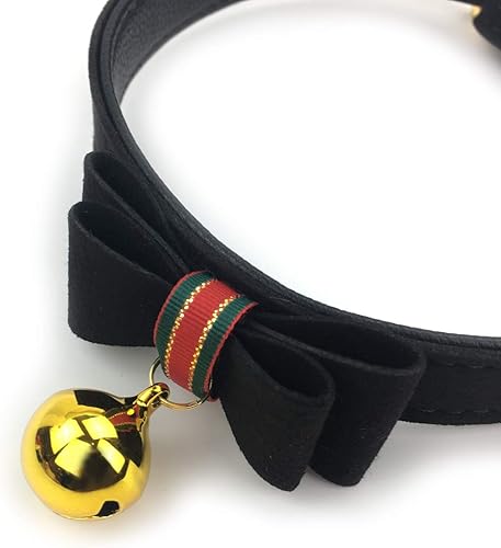 Miniatura 5 de Collar con colgante de campana, collar de terciopelo con lazo para gatito. Collar para gato Lolita., campana, Z1