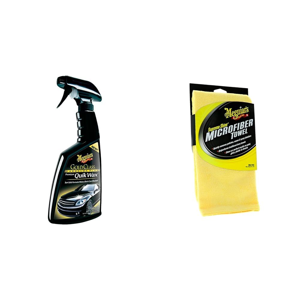 Meguiar's G7716EU Gold Class Carnauba Plus Premium Quik Spray Wax 473ml - Include 1 Panno In Microfibra Supreme Shine Per La Pulizia Dell'Auto
