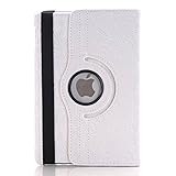 TCD - Apple iPad PRO 12.9 Inch, 1st 2nd Generation Floral Embossed Flower Rotating Leather Kickstand Case Cover with Auto Wake and Sleep Feature - White