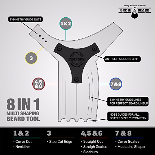 Beard Shaper & Beard Shaping Tool for Men, Beard Lineup Guide Template, Perfect for Styling and Edging, Includes Dual Action Beard Comb & Barber Pencil Liner