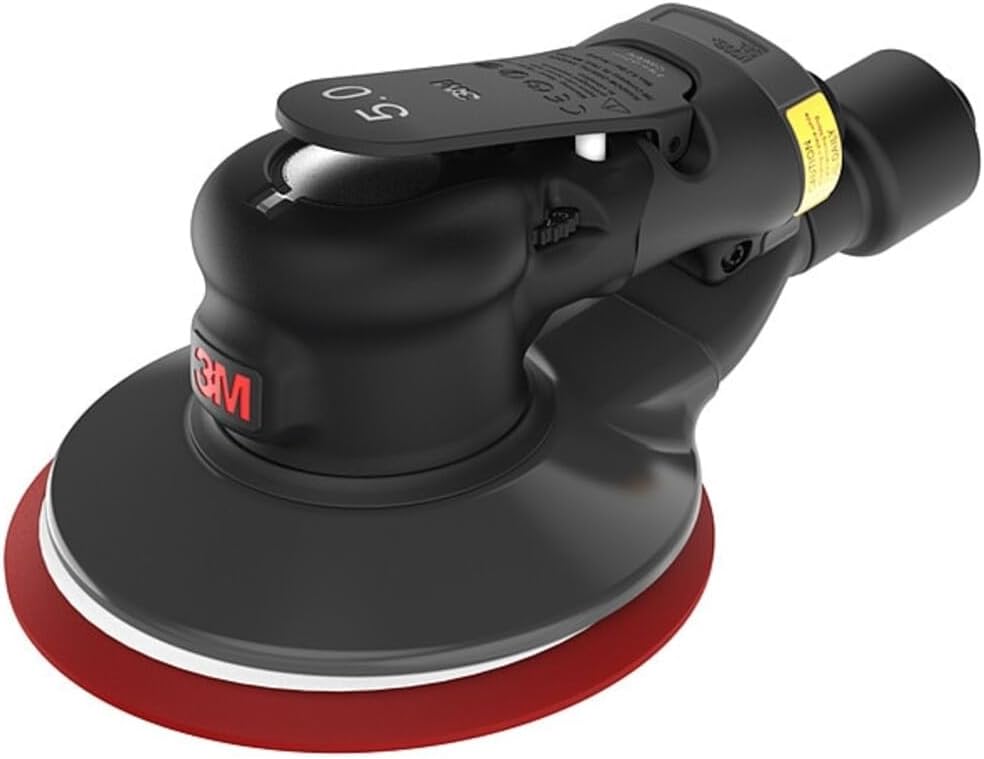 3M Random Orbital Sander, Xtract Pneumatic 88944, 5 in, with Central Vacuum Attachment, 3/8 in Orbit, Ergonomic and Lightweight ROS, 28 HP (209W) Motor