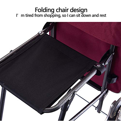 QJJML Klappbarer Einkaufswagen Mit Großer Kapazität Und Sitz,Arbeitssparender Einkaufswagen Zum Treppensteigen,Robuste… – Bild 7