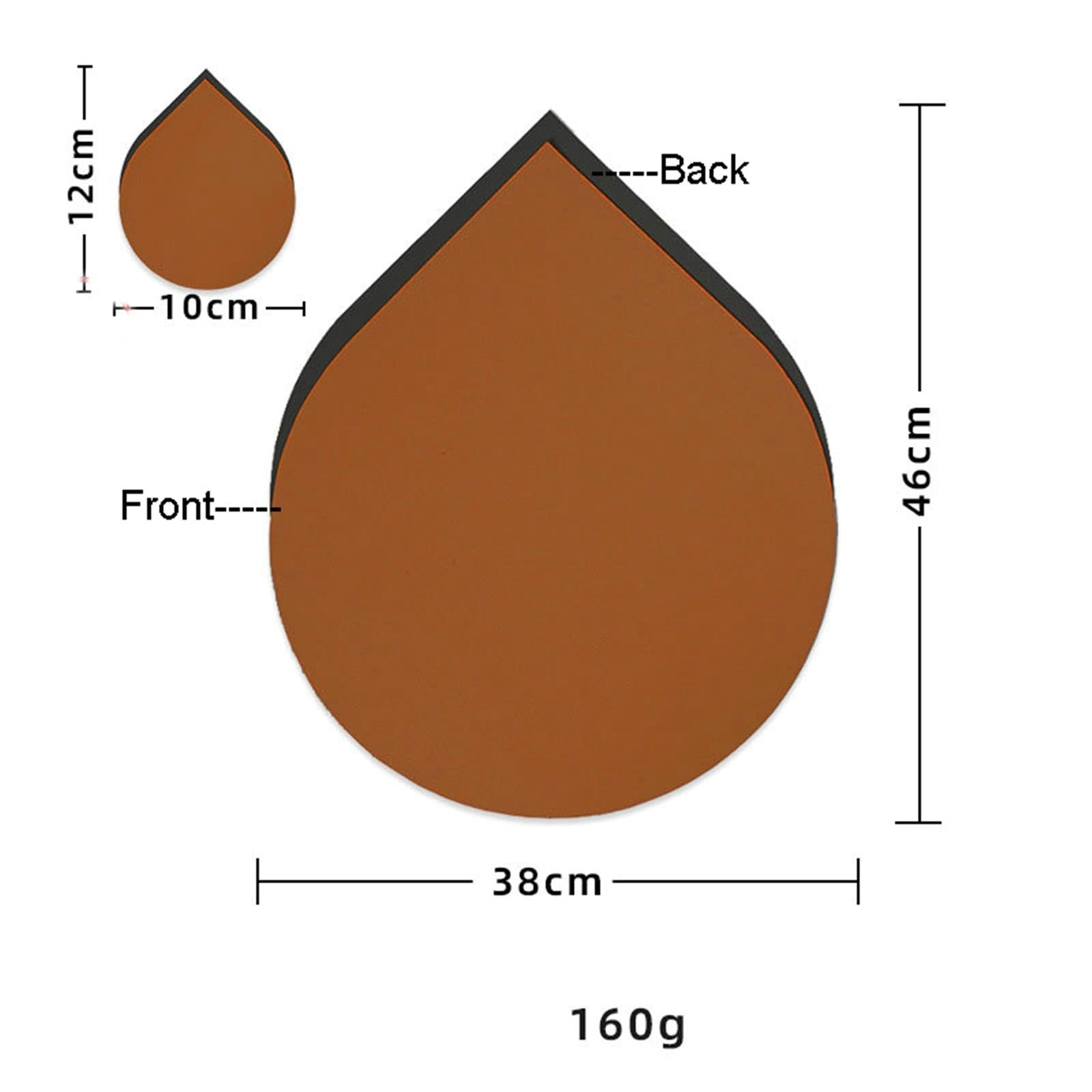 Lot de 6 sets de table en cuir synthétique marron et noir avec motif gouttes - Double face - Lavables - Pour table à manger garçon - 38 x 46 cm + 10 x 12 cm