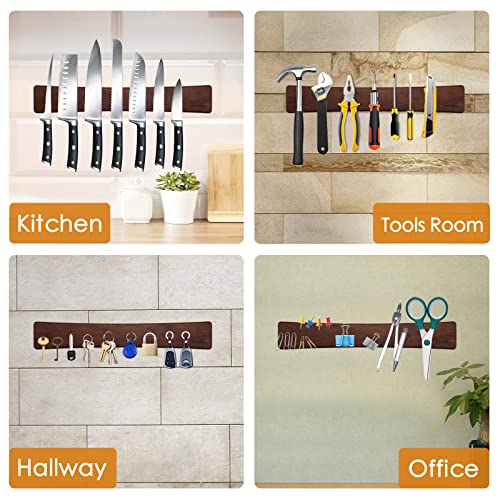 Hoshanho Magnetic Knife Strips, Magnetic Knife Holder For Wall 16 Inch, Acacia Wood Knife Magnetic Strip Use As Knife Bar, Knife Holder For Kitchen Utensil Organizer #TOP3