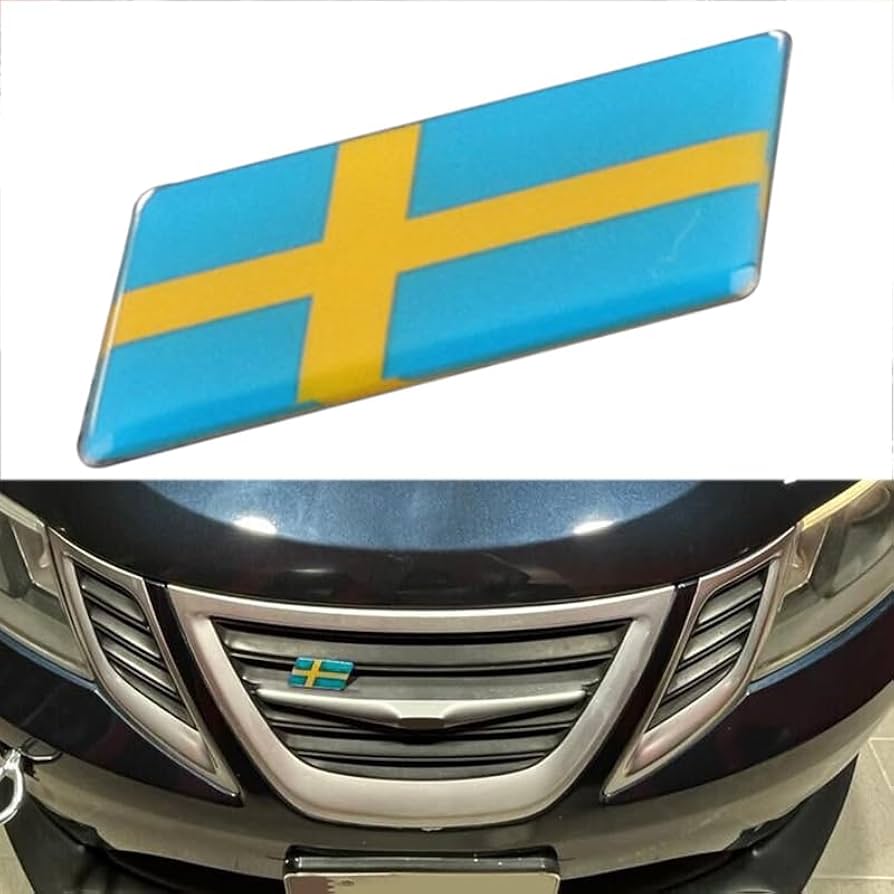 スウェーデン 国旗 アルミ エンブレム フラッグ プレート ステッカー ボルボ スウェーデン 国旗 アルミ エンブレム フラッグ プレート