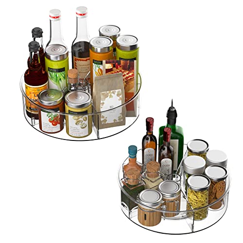 Sanno Round Lazy Susan Rotating Turntable Storage Container Rotating Organizer Spinning Organizer Bins For Kitchen Cabinet, Pantry, Refrigerator, Countertop,Set Of 2 #TOP4