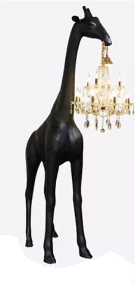 Floor Lamp Animal Sculpture Giraffe Floor Lamp Creative Design Exhibition Hall Hotel Lobby Decoration, Black