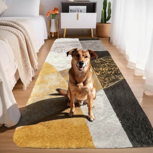 Image of Carpet for Hallway, Kitchen, and Modern Interiors, Cozy Shag Runner for Living Room, Entryway & Office Decor Size 1.5x3 feet Yellow Mix
