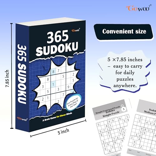Image of 365 Sudoku :- Brain Training Sudoku Puzzle Book, Sudoku puzzle book, Brain Booster sudoku book, 365 sudoku puzzles book, Classic Sudoku Puzzle Book, Travel-sized sudoku puzzle book