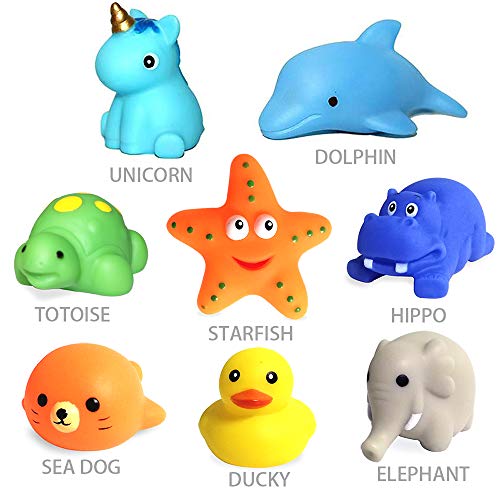 Geolinca Bath Toys, 8 Packs Light-Up Floating Pool Fun Unicorn Dolphin Toys, 7 Color Flashing Bathtub Water Toys For Baby Toddlers Kids Infants Boys Girls Animal Toy Set Colorful #TOP2