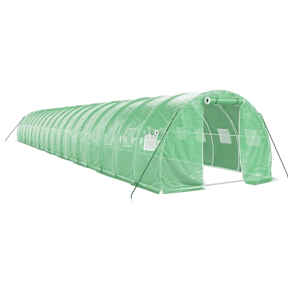 Galvanisee Szklarnia zewnętrzna 54 m² 18x3x2 m Stal zielona | Drzwi na zamek błyskawiczny, 4 boczne okna, trwała osłona PE, do warzyw i roślin