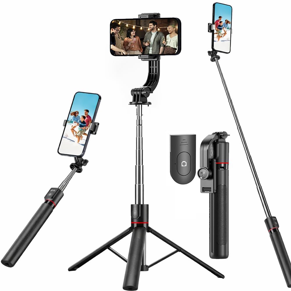67" Detachable Phone Tripod Selfie Stick, Extendable Portable Cell Phone Stable Camera Easy Selfie Tripod Stand, with Wireless Remote, Ideal for Travel & Photos Recording/Video Vlogging, Big Tripod