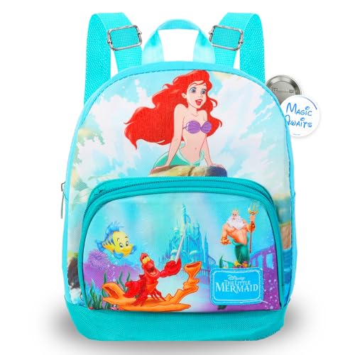 Little Mermaid mini backpack en toile de 25,4 cm avec poche zippée frontale