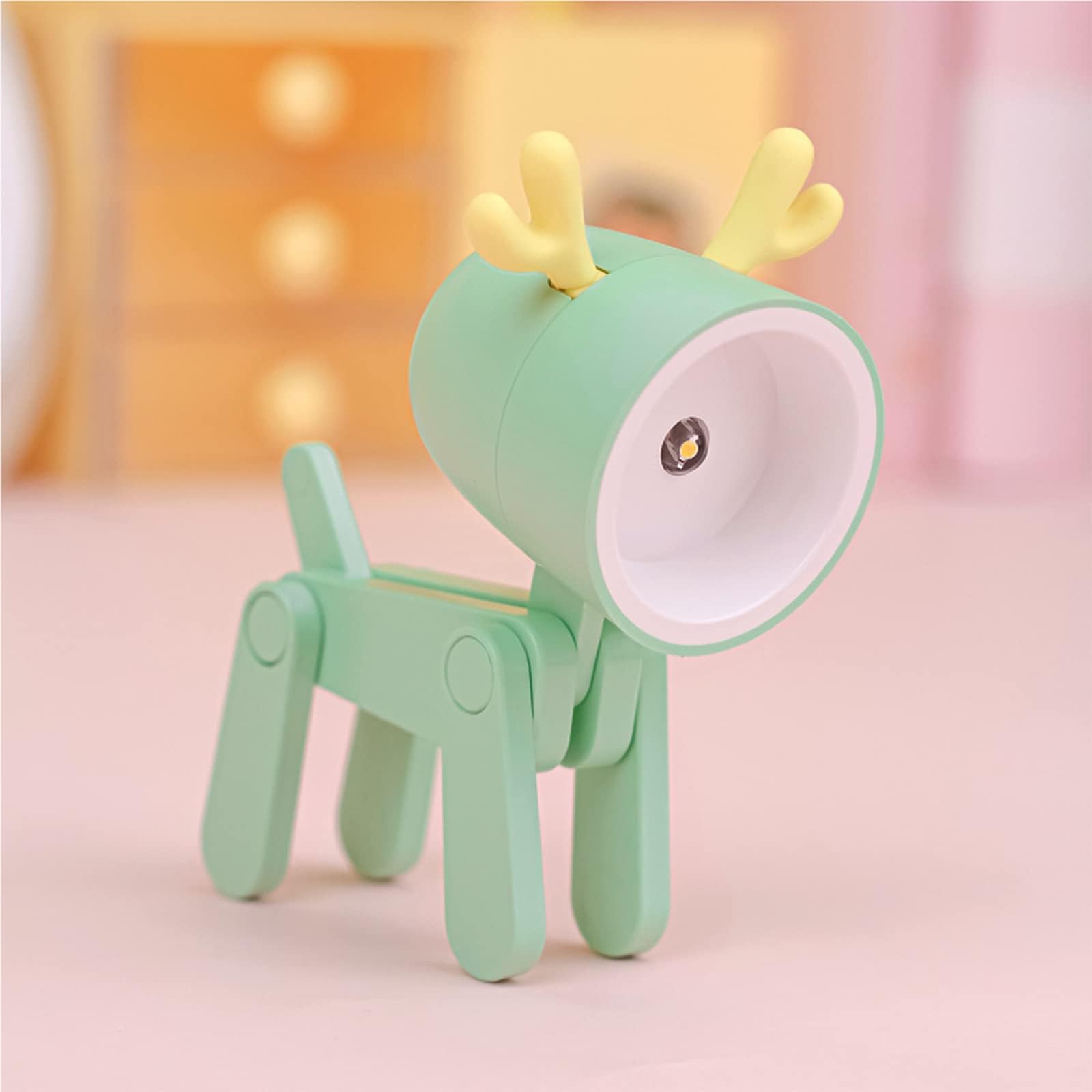 RENXRMini Night Light for Kids, Creative Dog Deer LED Light Portable Cute Animal Lamps for Girl Boy Kids Bedroom Nursery, Green