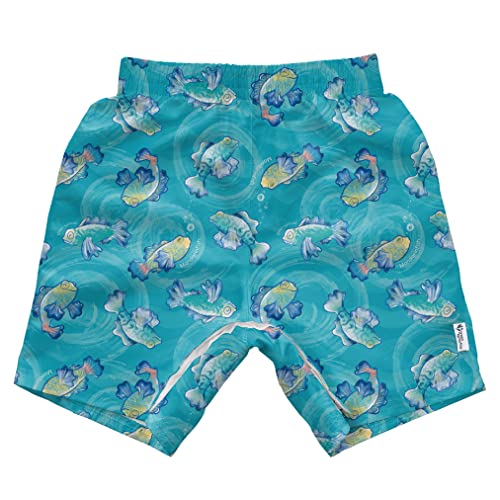 green sprouts Boys' Without Built-in Diaper, Aqua Mandarin Fish, 4T
