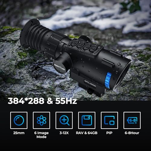 GOYOJO GRL325 Thermal Scope, 384x288 & 55Hz Imaging RifleScope with High Sensitivity Thermal Optics & Six Image Mode, 25mm Thermal Vision for Night Hunting