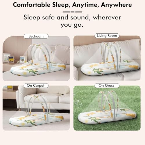 Image of StarAndDaisy 2-in-1 Baby Sleeping Bag with Mosquito Net for Newborn -Soft & Breathable Cotton Sleeping Sack Cum Wrapper /Foldable Bag for Baby Protection /Infant (0-12 Months) (Safari Print)