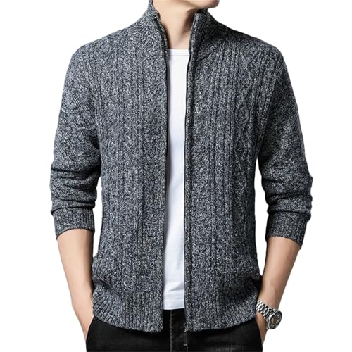 Men Mandarin Collar Sweaters Cardigan Winter Thick Warm Knitted Cardigan Sweater Causal Overcoat