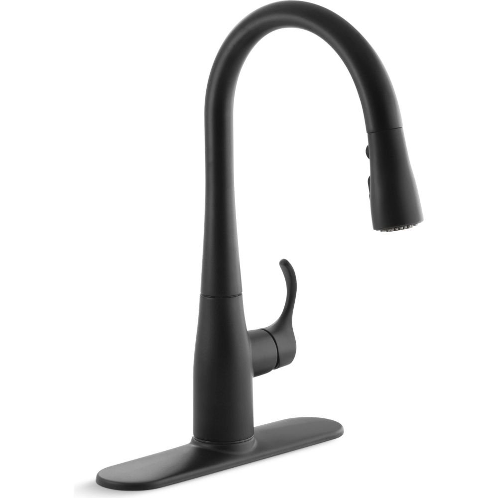 K-597-BL Simplice Pull Down Kitchen Faucet, 3-Spray Faucet, Kitchen Sink Faucet with Pull Down Sprayer, Matte Black