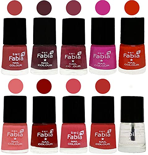 Image of ALL IN ONE (PACK OF 10), Long Lasting Glossy Nail Polish, 6 ml Each, All Vibrant Colours,02257